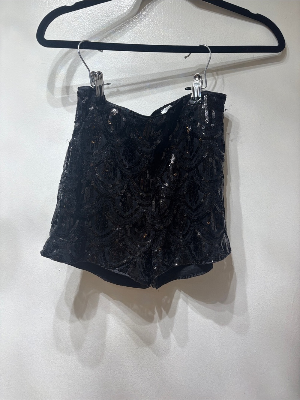 Divided Black Sequin High-Waist Shorts